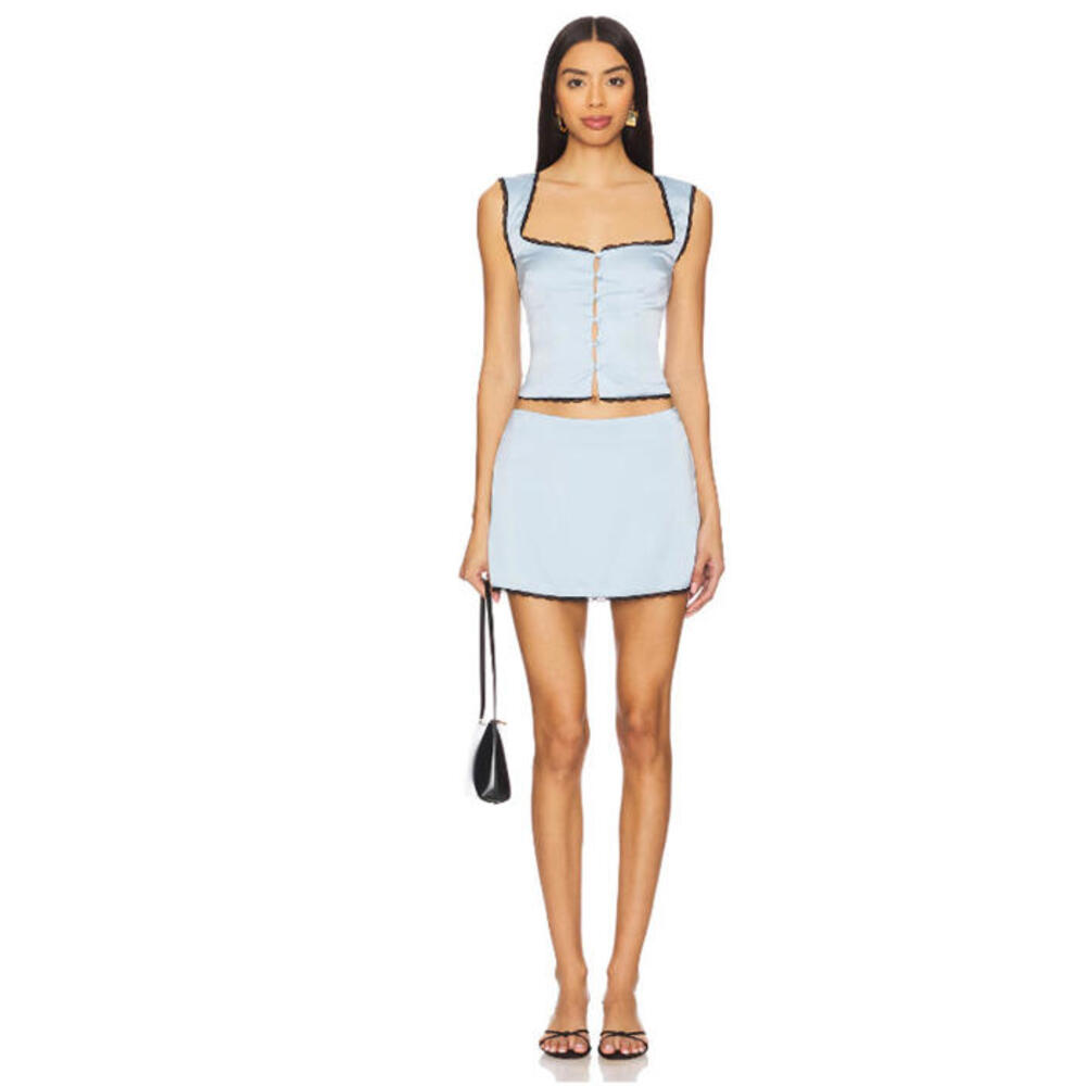 Light Blue Mini Skirt set - Women's Stylish Summer Skirt and top